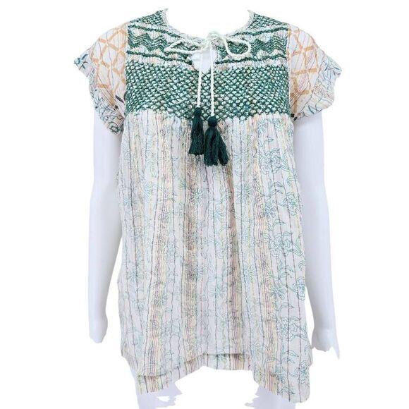 RACHEL Rachel Roy Bobo Floral Tassel Metallic Blouse S - Picture 1 of 5